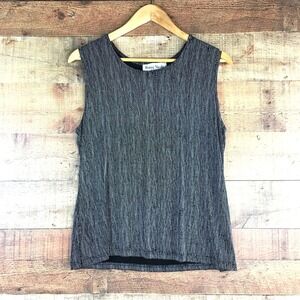 VTG RONNE NICOLE Sport Women's Black White Striped Acetate Tank Top Sleeveless L